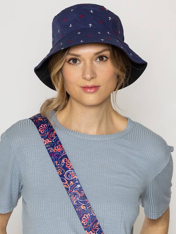 Anchor Pattern Print Bucket Hat for wholesale by Hana