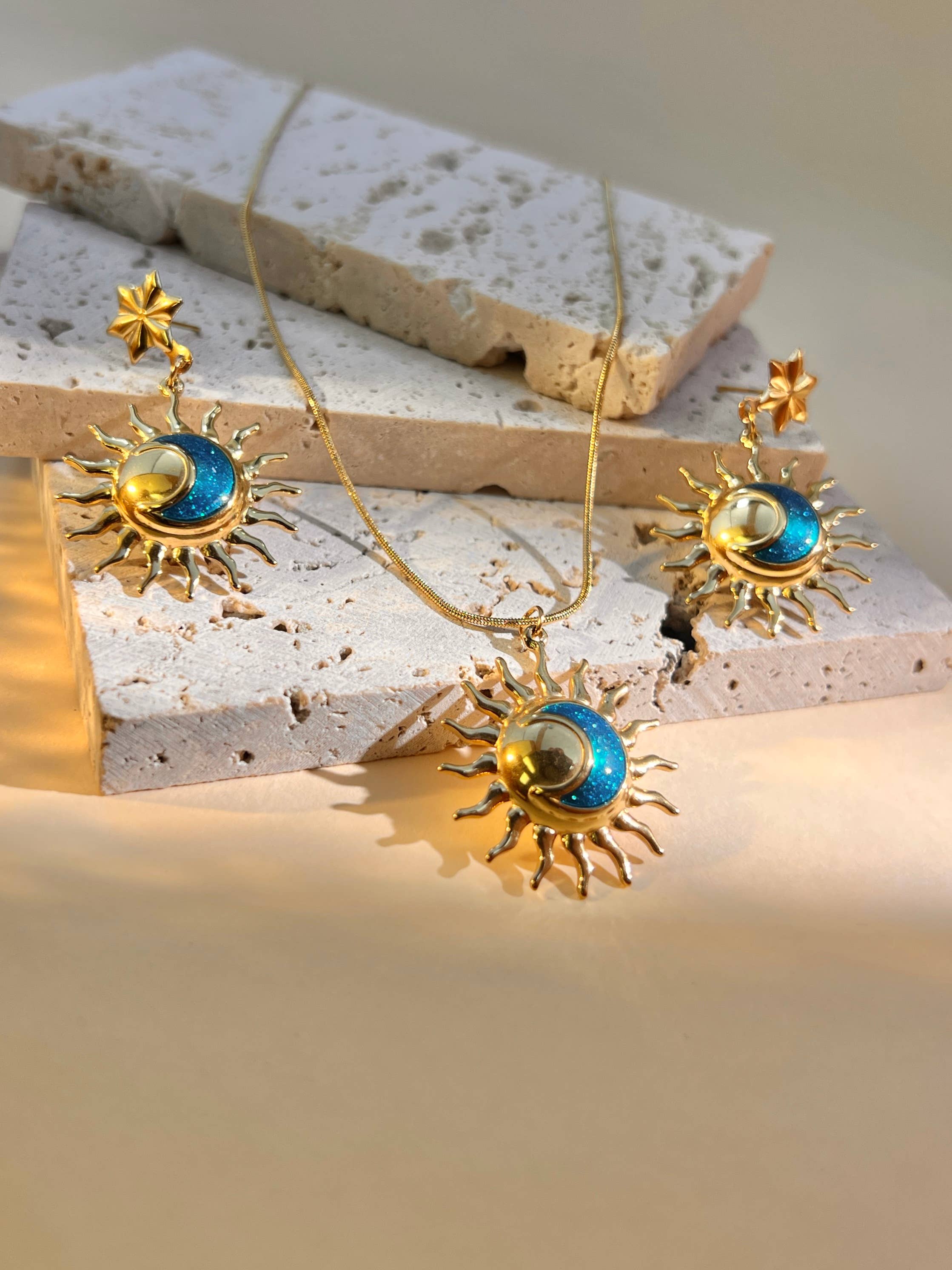 COSMOS - Wholesale Dangle Earrings - Sun Enamel Drop Earring in Steel2