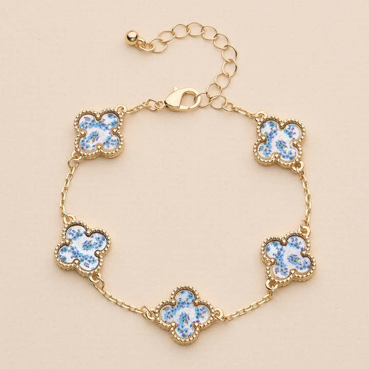 Lilla Haven - Wholesale Link & Chain Bracelet - Multi Floral Shape Charm Bracelet in Shell