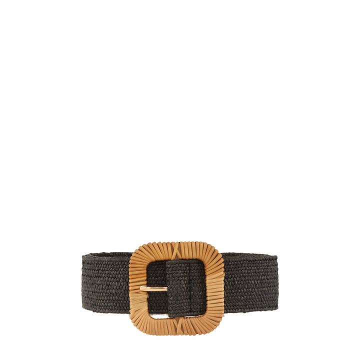 anbfashion - Wholesale Belt - Women's - STRAW WRAPPED ROUND RECTANGLE ELASTIC BELT DB12173