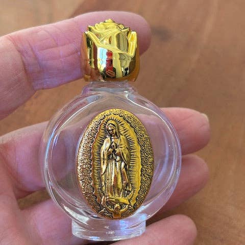 Miss DJ Angel - Wholesale Decorative Tabletop Object - Religious flask, glass flask with Virgin Mary design, gift for religious ceremony, holy water flask.3