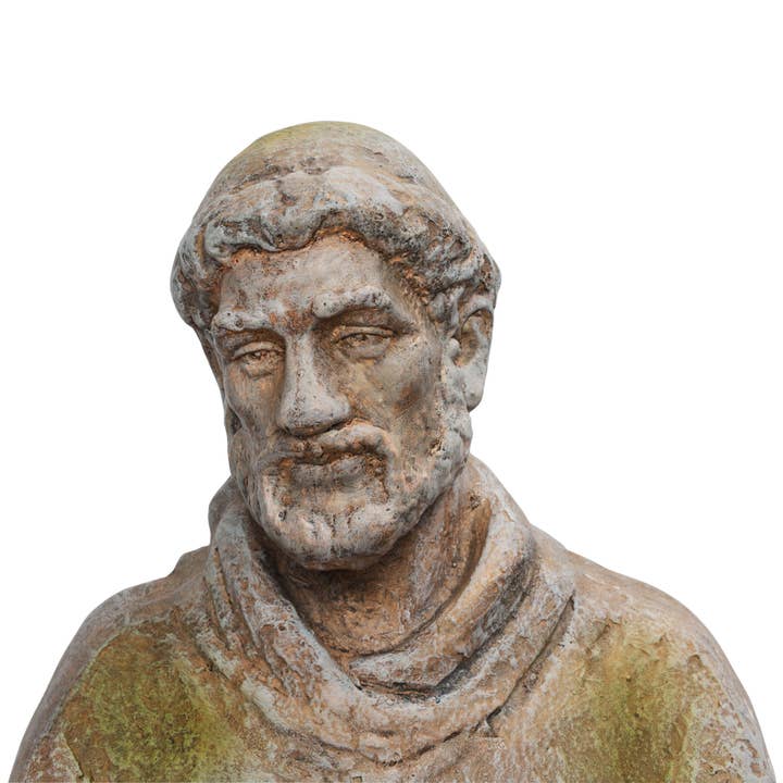Alpine Corporation - Wholesale Bird Feeder - Old World St. Francis Statue w/ Bird Feeder - Mossy Finish