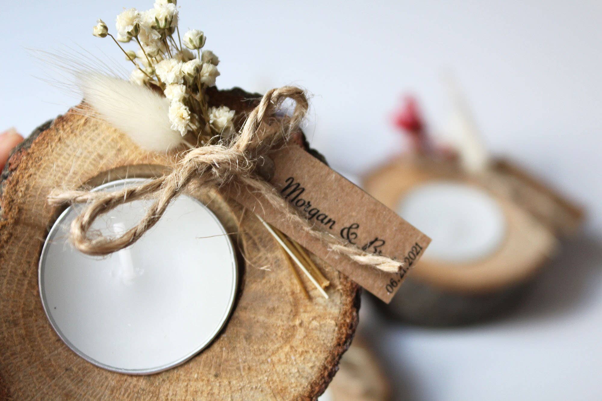 Uniq Favors – Engroshandel Gæstegave – Træ stearinlys favoriserer, fyrfadsstage, personlig gave2