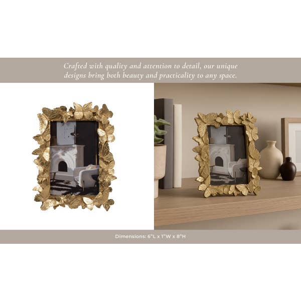 Sagebrook Home - Wholesale Picture Frame - Photo Frame - Gold Resin Butterflies Border, 4x6 in.10