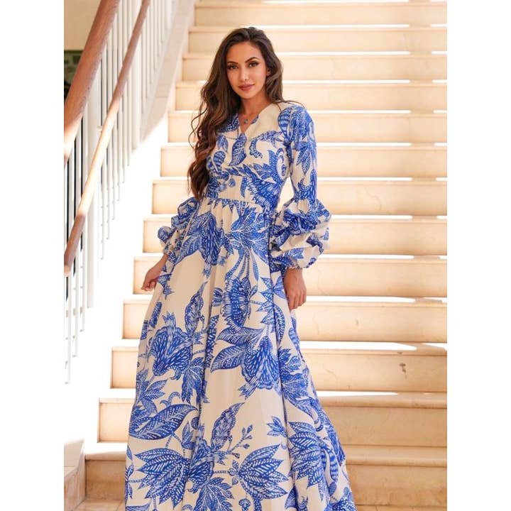 Classic Blue Maxi Dress Pre-order for wholesale by JUAJUA