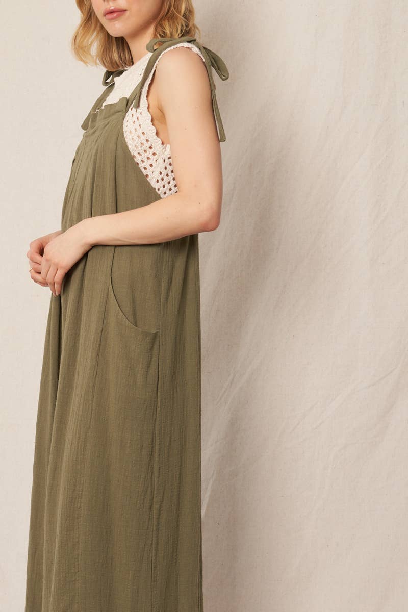 En Crème - Wholesale Jumpsuit - Women's - Ruched Neck Shoulder Tie Loose Fit Jumpsuit25