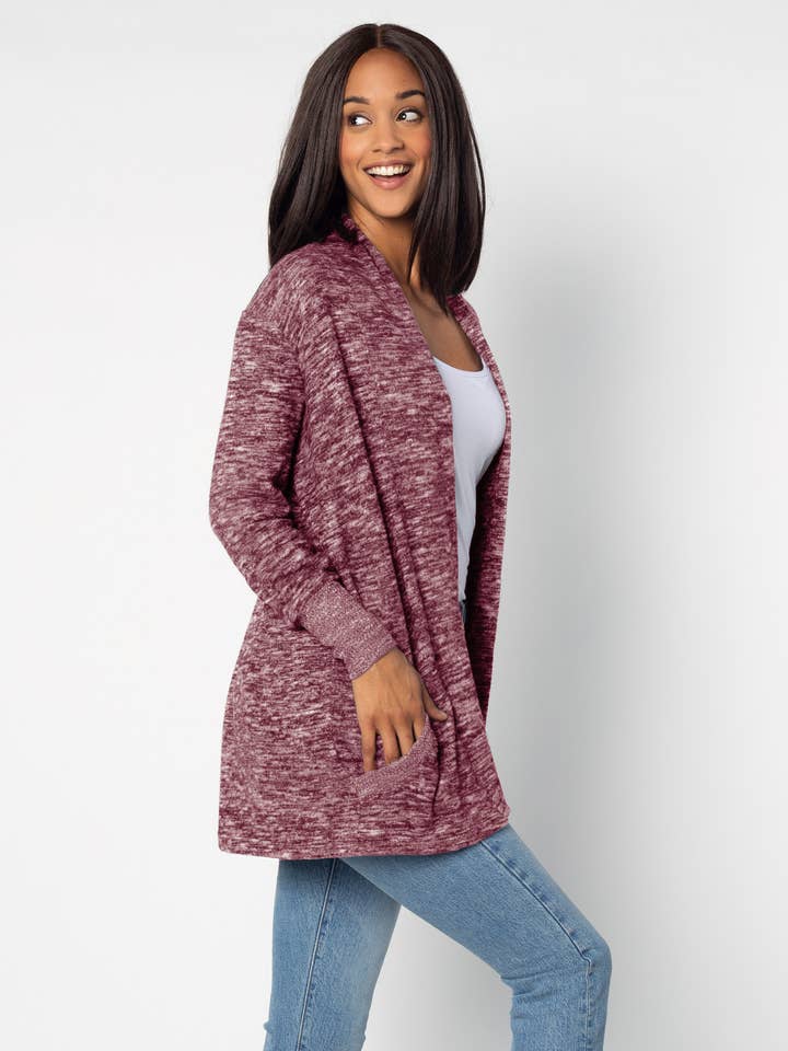 Campus Cardigan in Maroon for wholesale on Faire