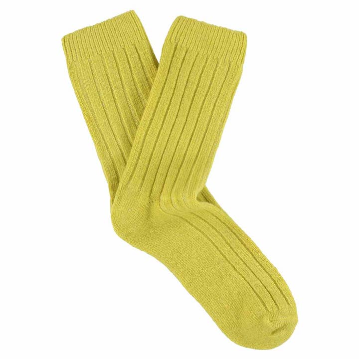 Women Cashmere Crew Socks - Yellow for wholesale by ESCUYER
