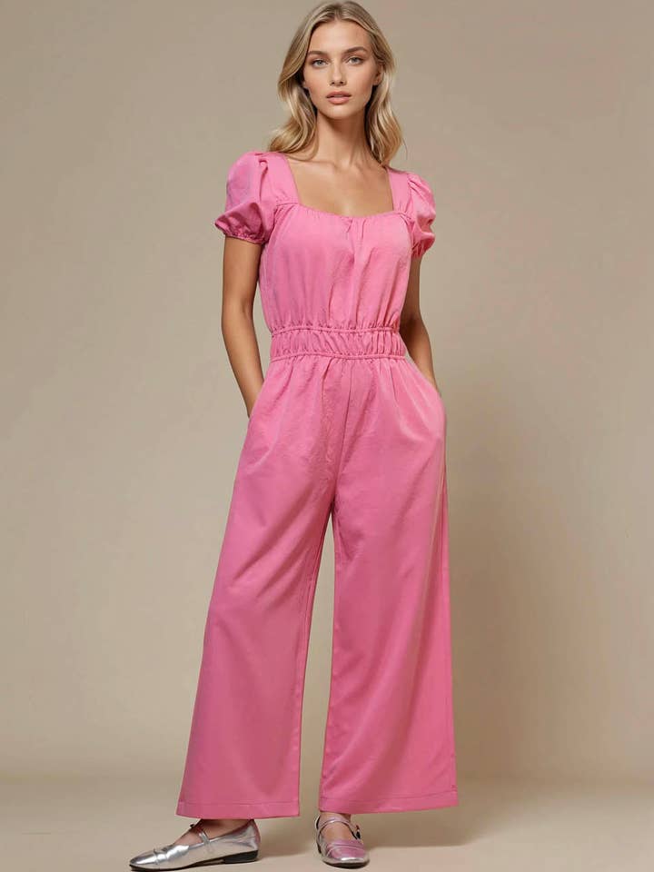 Mono con cuello cuadrado y bolsillos para mujer SKJ50593 para venta al por mayor de Sweetkama