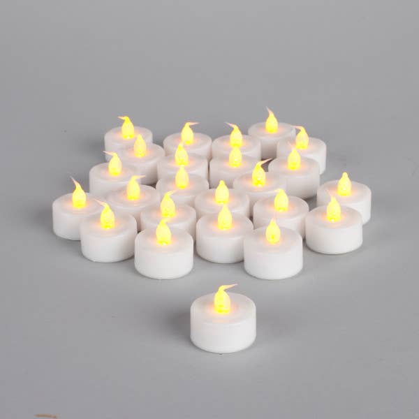 Gerson Set of 24 White Plastic Super Bright LED Tea Lights. for wholesale by The Gerson Companies