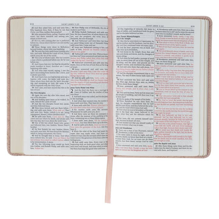Christian Art Gifts - Wholesale Religion - KJV Bible Compact Faux Leather, Pink 20254