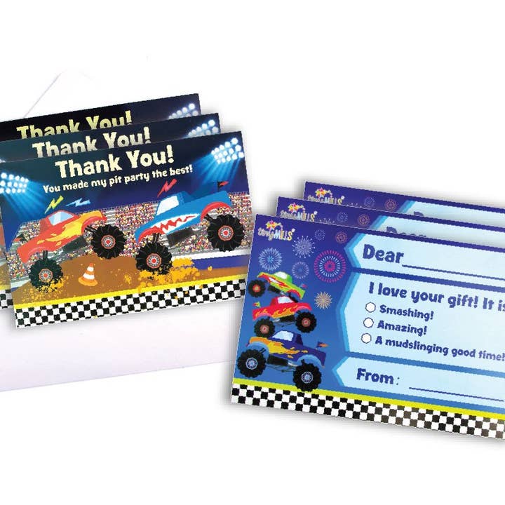 Monster Truck Cumpleaños Rellenar los Blanks Tarjetas de agradecimiento para venta al por mayor de Tiny Mills