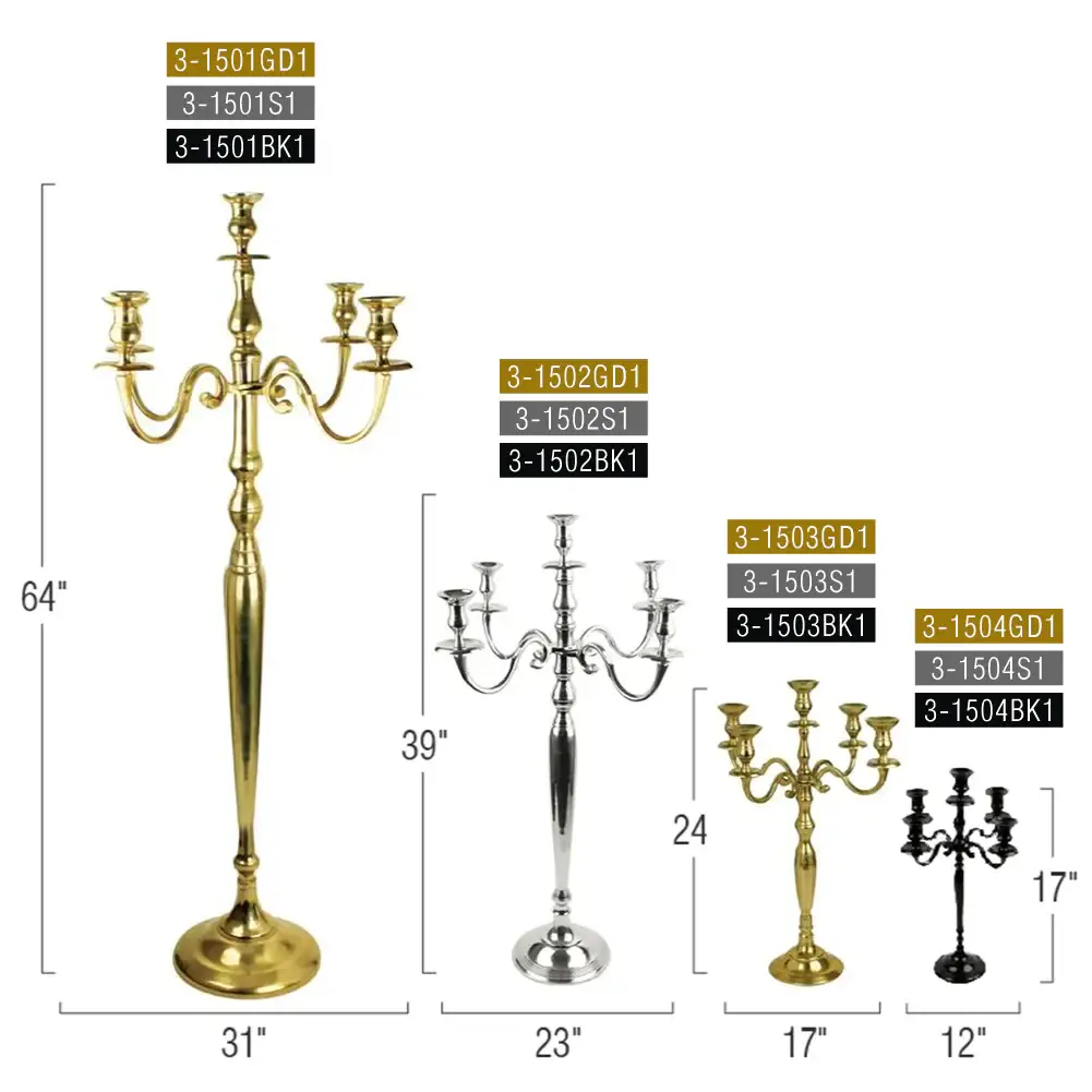 Galore Home - Wholesale Candle Holder - 64" Tall - 5 Arm Candelabra Metal Candle Holder, Grand5