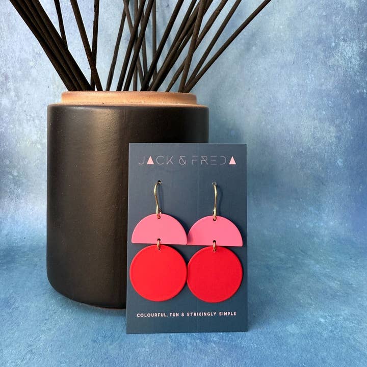 Orla Earrings - Red & Pink for wholesale by Jack & Freda
