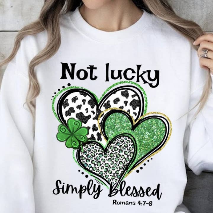 Pink Flamingo Boutique - Wholesale Sublimation Transfer - Not Lucky, Simply Blessed DTF Transfer