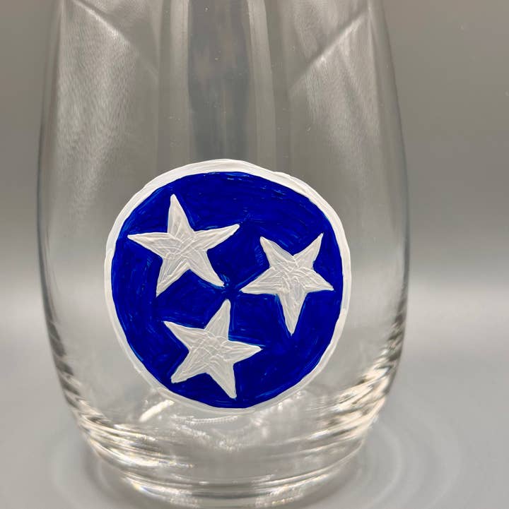 Hand Painted Glass, Co - Wholesale Wine Glass - Tennessee Tristar Stemless Glass – 20 Oz.1