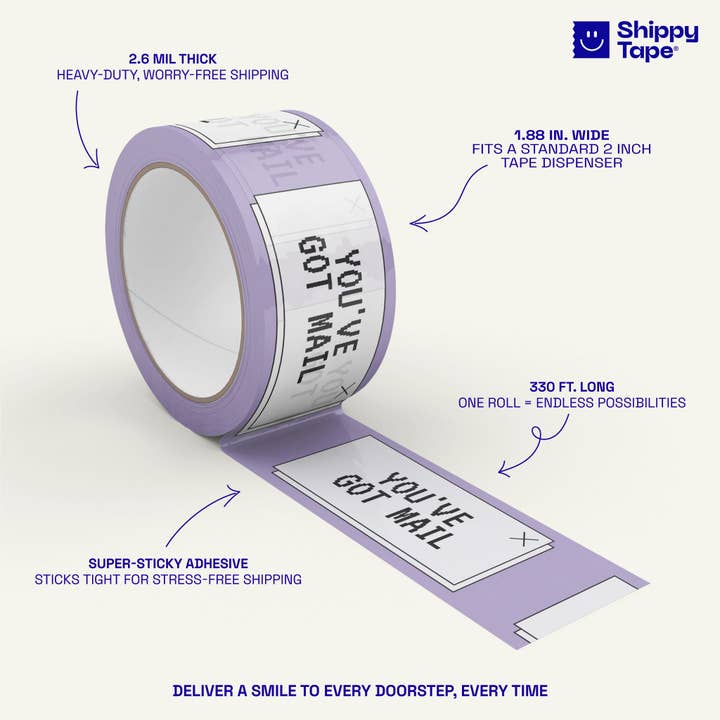 Shippy Tape - Wholesale Tape - "You've Got Mail" Shipping Tape - Purple/White