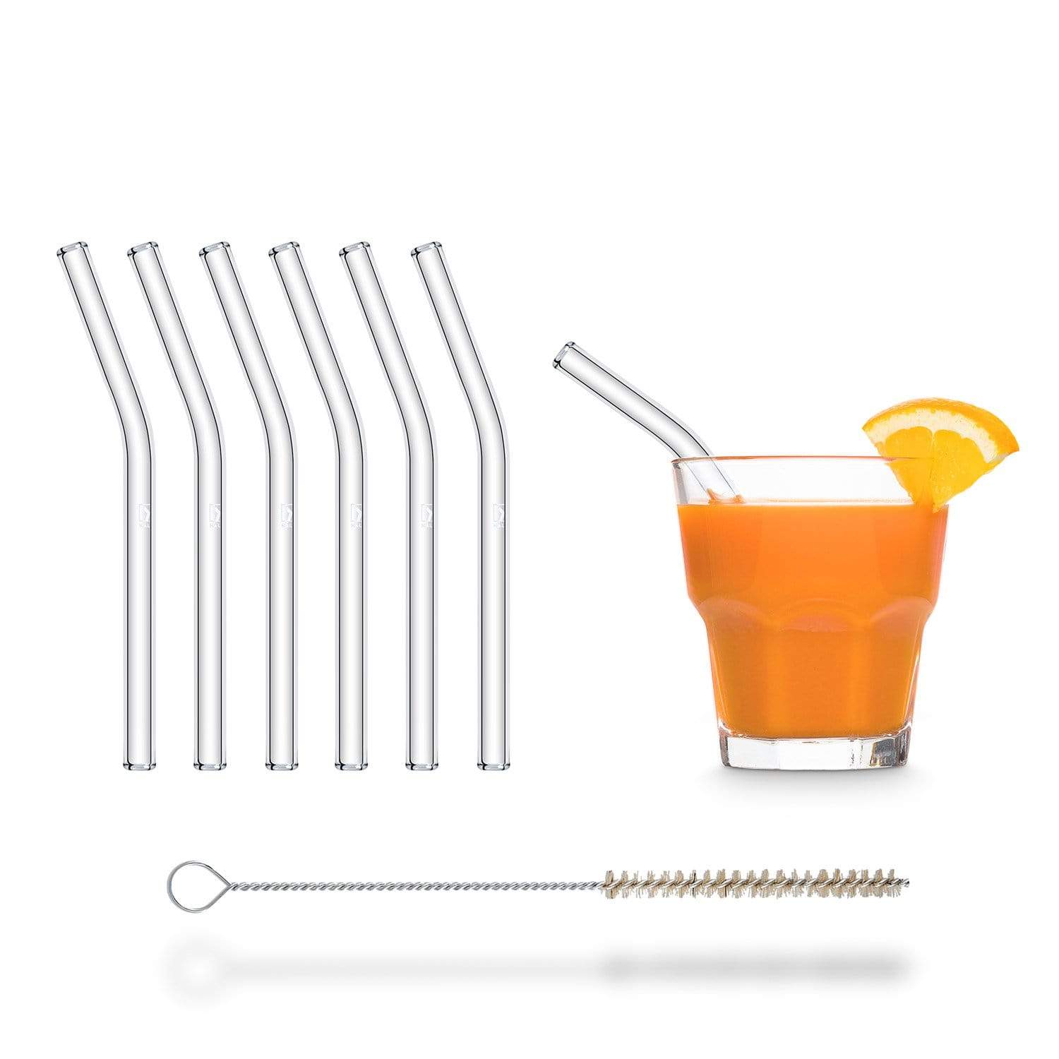 HALM Straws - Wholesale Drinking Straw - 6x 15cm (curved) glass straws2