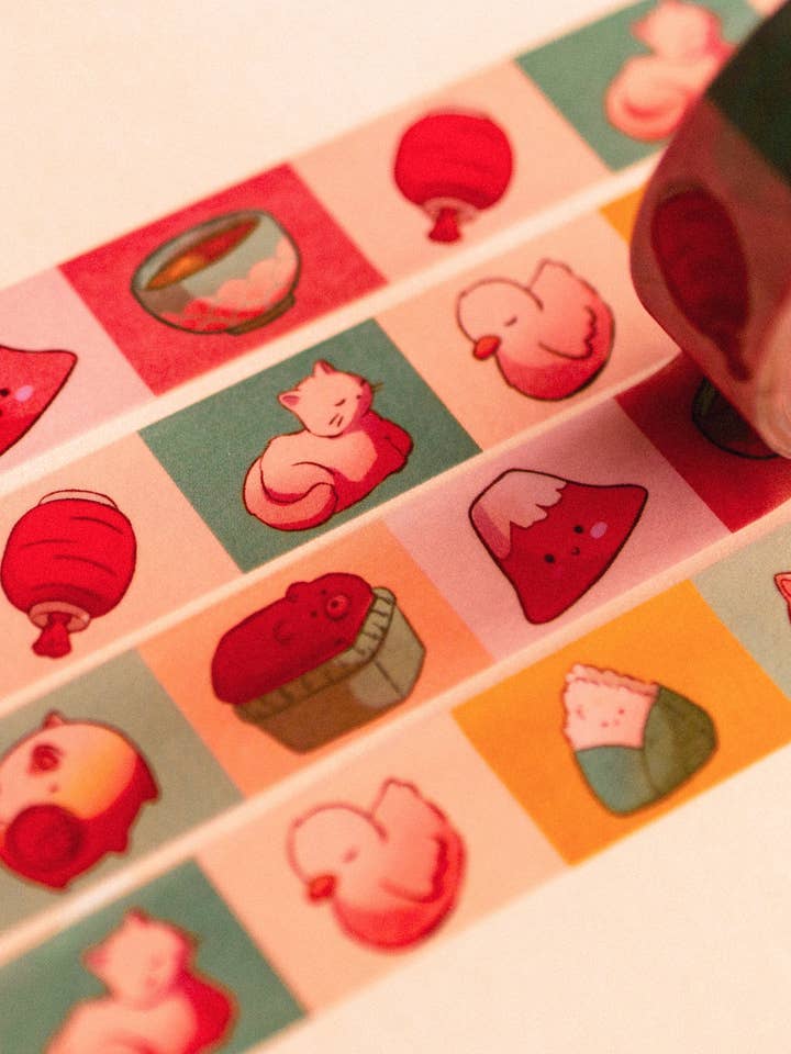 Washi tape - Canard et chat au Japon pour la vente par Sekai of kangae