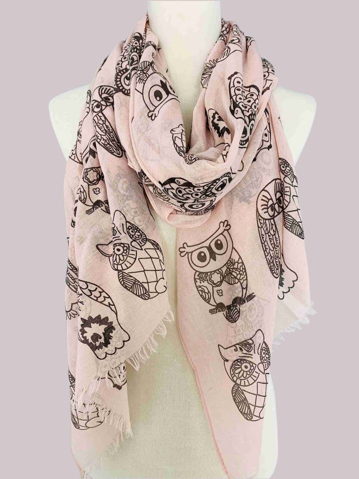 JC021249 Pink Owl Scarf for wholesale by JC Sunny Fashion