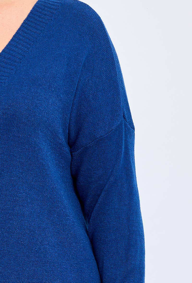 C'MELODIE - Wholesale Dress - Women's - Plus Size V-Neck Knitted Dress5