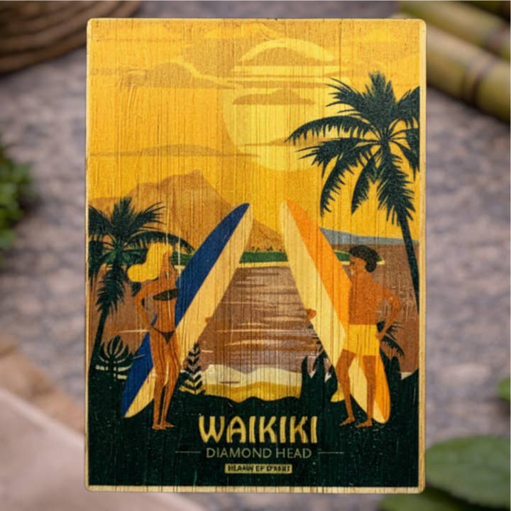 Waikiki, diamanthuvud för wholesale av Bamboo Wood Stickers