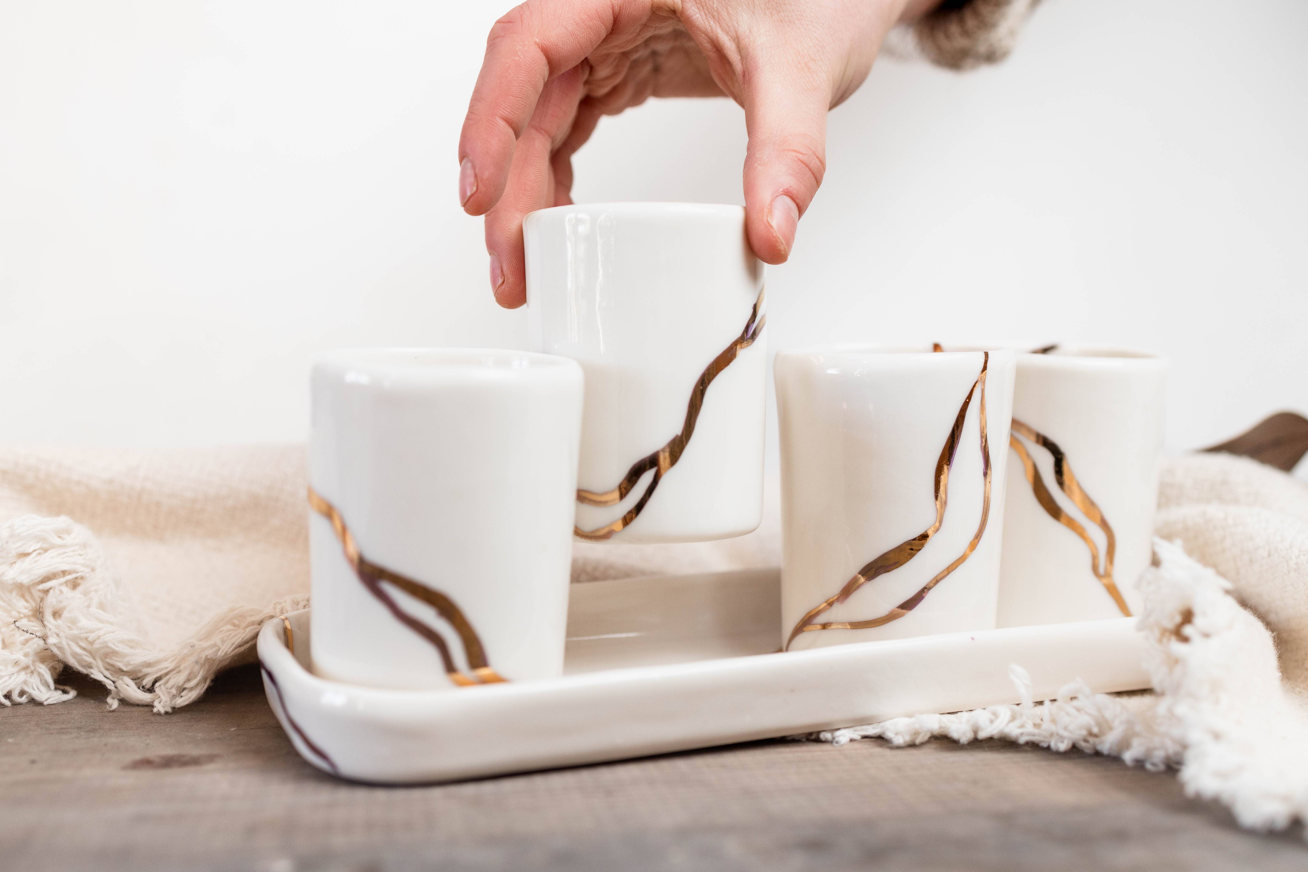 Niik Creative Co. - Wholesale Theekopje - Gold River whisky/espressoset handgemaakt porselein8