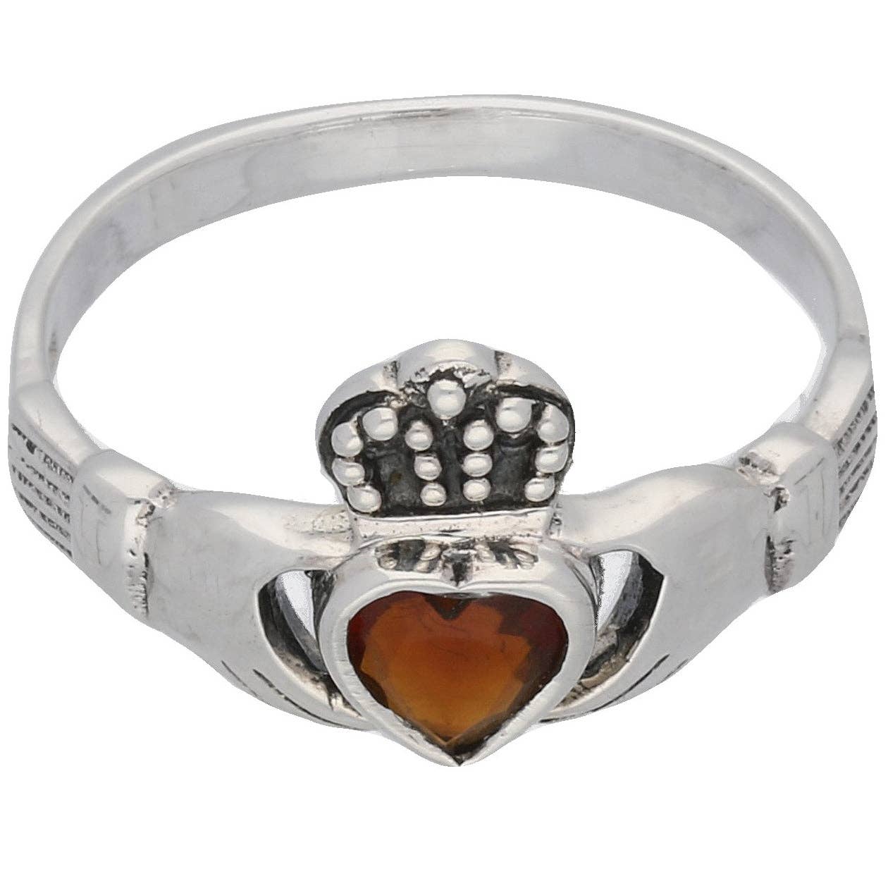 Silver Insanity – Großhandel Einzelstein-/Solitär-Ring – Silberner Claddagh-Ring mit rotem Glasherz aus Sterlingsilber1