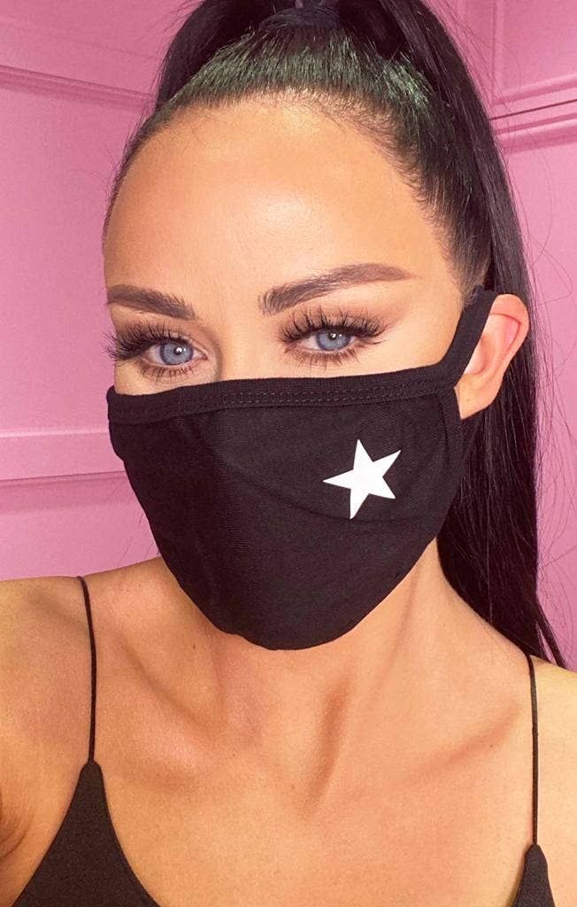 Femme Luxe - Wholesale Protective Face Mask/Shield - Black Star Print Cotton Washable Hygiene Mask0