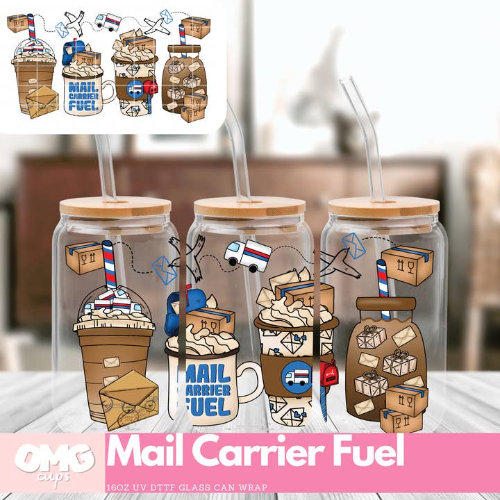 Mail Carrier Fuel UV DTF Wrap | (Glass Not Included) for wholesale by OMG Cups!