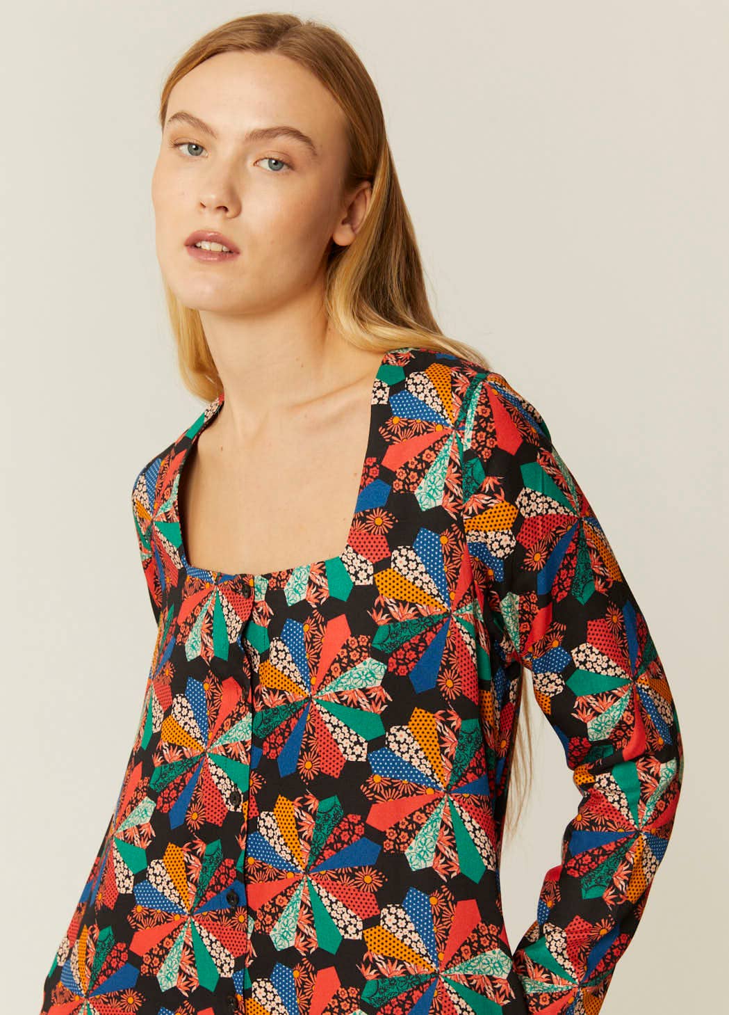 Pepaloves - Wholesale Dress - Women's - VESTIDO ESCOTE PATCHWORK2