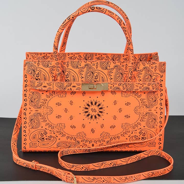 3AM BY H&D ACCESSORIES - Wholesale Tote Bag - Women's - Neon Bandana Print Handles Tote Bag11