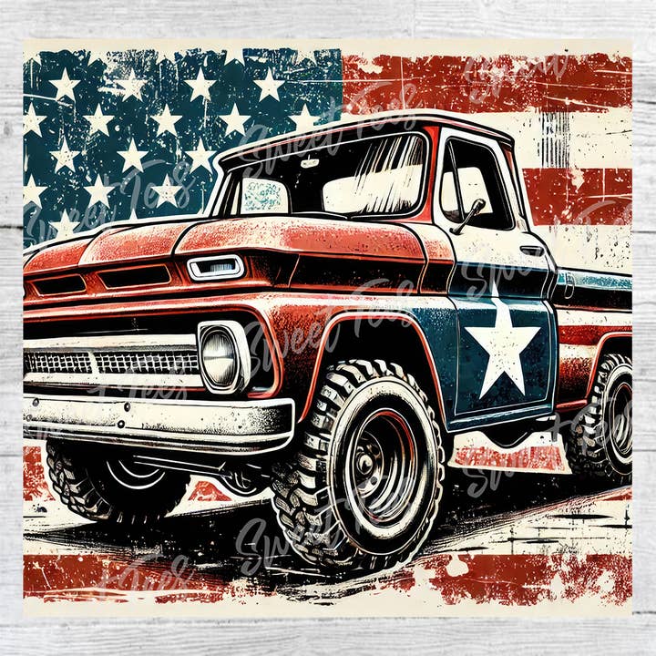 American Flag Patriotic Truck Tumbler Sublimation Transfer for wholesale by Sweet Tees