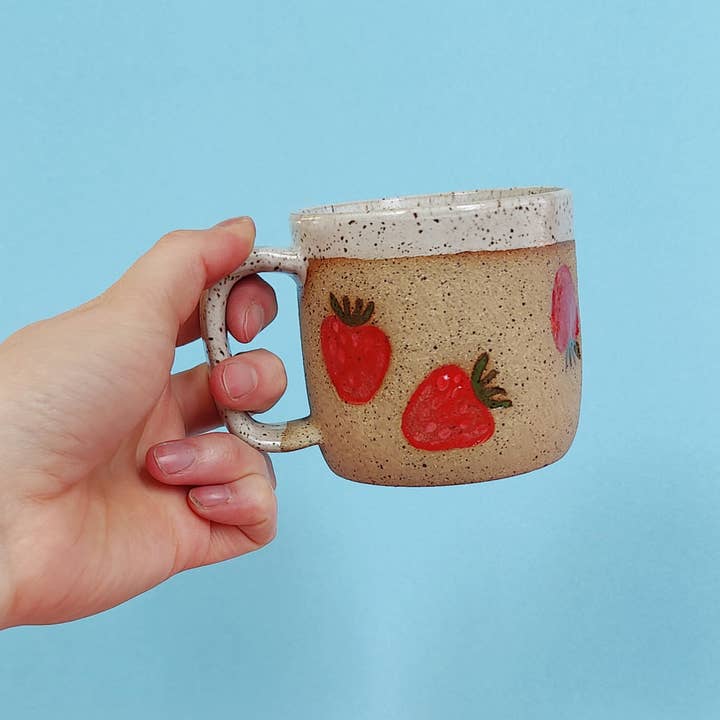 Osso Ceramics - Wholesale Coffee Mug - Strawberry Stamped Mug