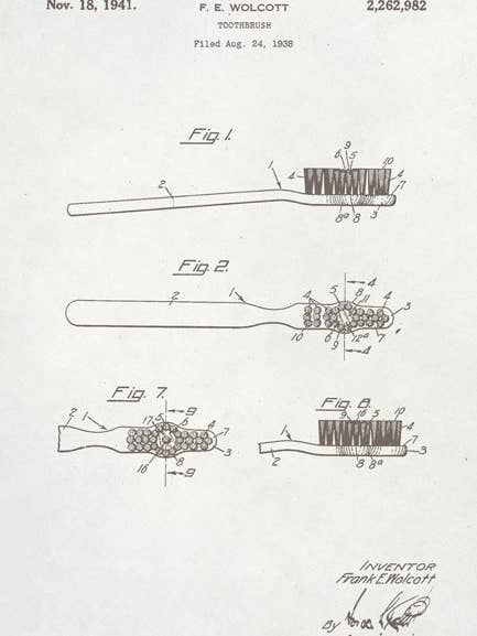 Toothbrush Bathroom Patent Art Print for wholesale by Keep Calm Collection