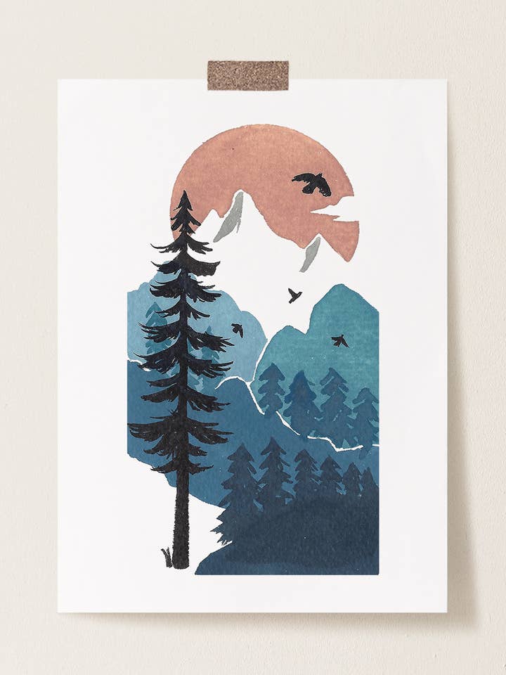 ANSICHTKAART 'Red Sun' voor wholesale door °MERAKI°