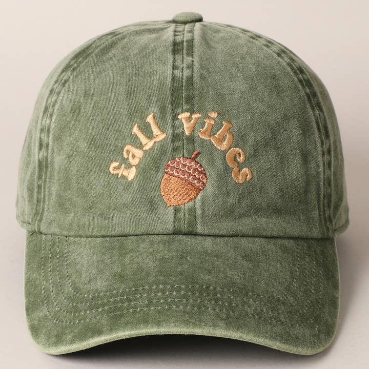 Fashion City - Wholesale Baseball Cap - Women's - Fall Vibes Lettering Embroidery Baseball Cap