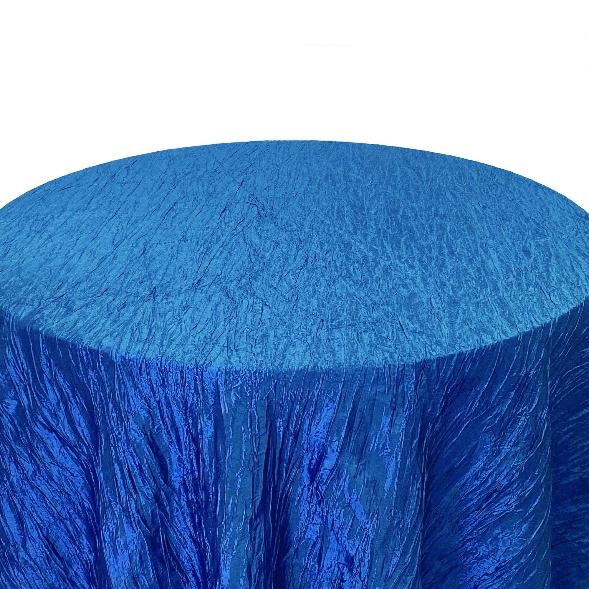 YOUR CHAIR COVERS - Wholesale Tablecloth - 120 inch Crinkle Taffeta Round Tablecloth Royal Blue3