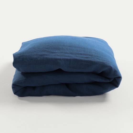 Housse de couette en lin Indigo pour la vente par The Katha