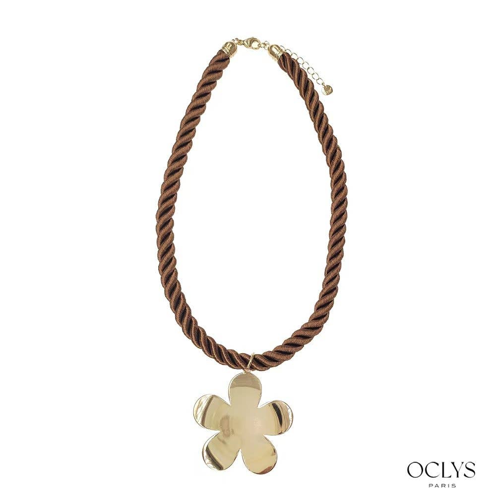 Oclys – Großhandel Kette mit Anhänger/Charm – Buntes Band Halskette Blume Edelstahl Inna1