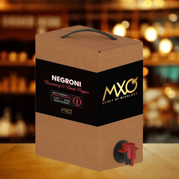 MXO Cocktails - Wholesale Cocktailmix/siroop - Cocktail in Cubi 5L, Negroni - Rosemary & Timut Pepper
