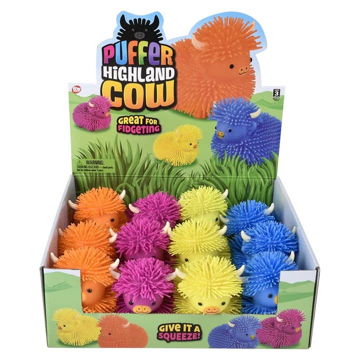 La Luna Bella - Toys - Wholesale Classic Toy - Kids - 5" Highland Cow Puffer-Assorted Colors- LLB Toys