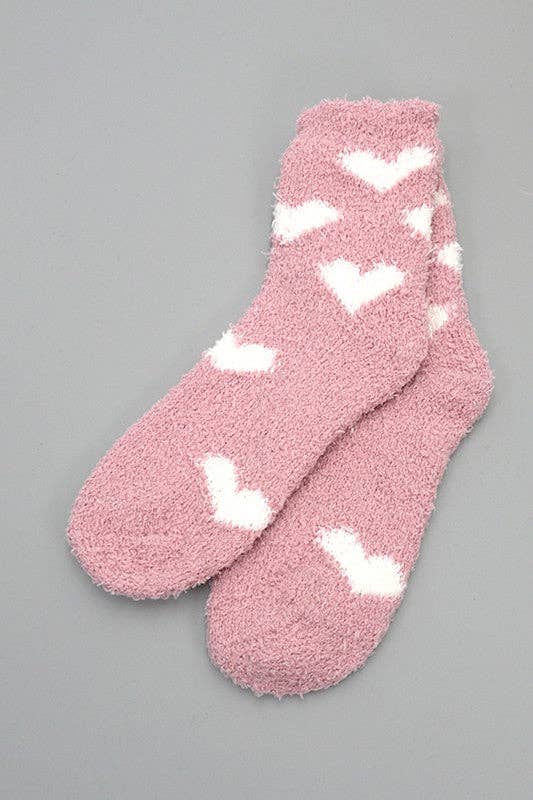 JOSSLYN by wall to wall - Wholesale Socks - Women's - WARM CORAL FLEECE PLUSH HEART FUZZY SOCKS | 40S0204311