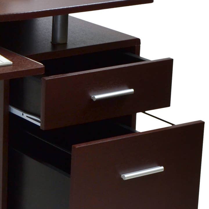 Chocolate Stylish Computer Desk with Storage for wholesale on Faire8