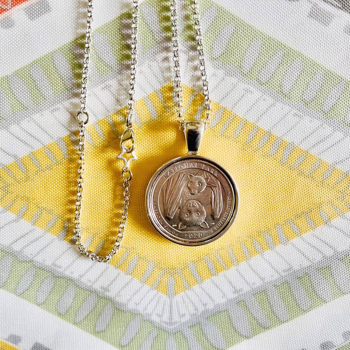 American Coin Treasures - Wholesale Pendant/Charm Necklace - Bat Quarter Coin Pendant-Samoa National Park