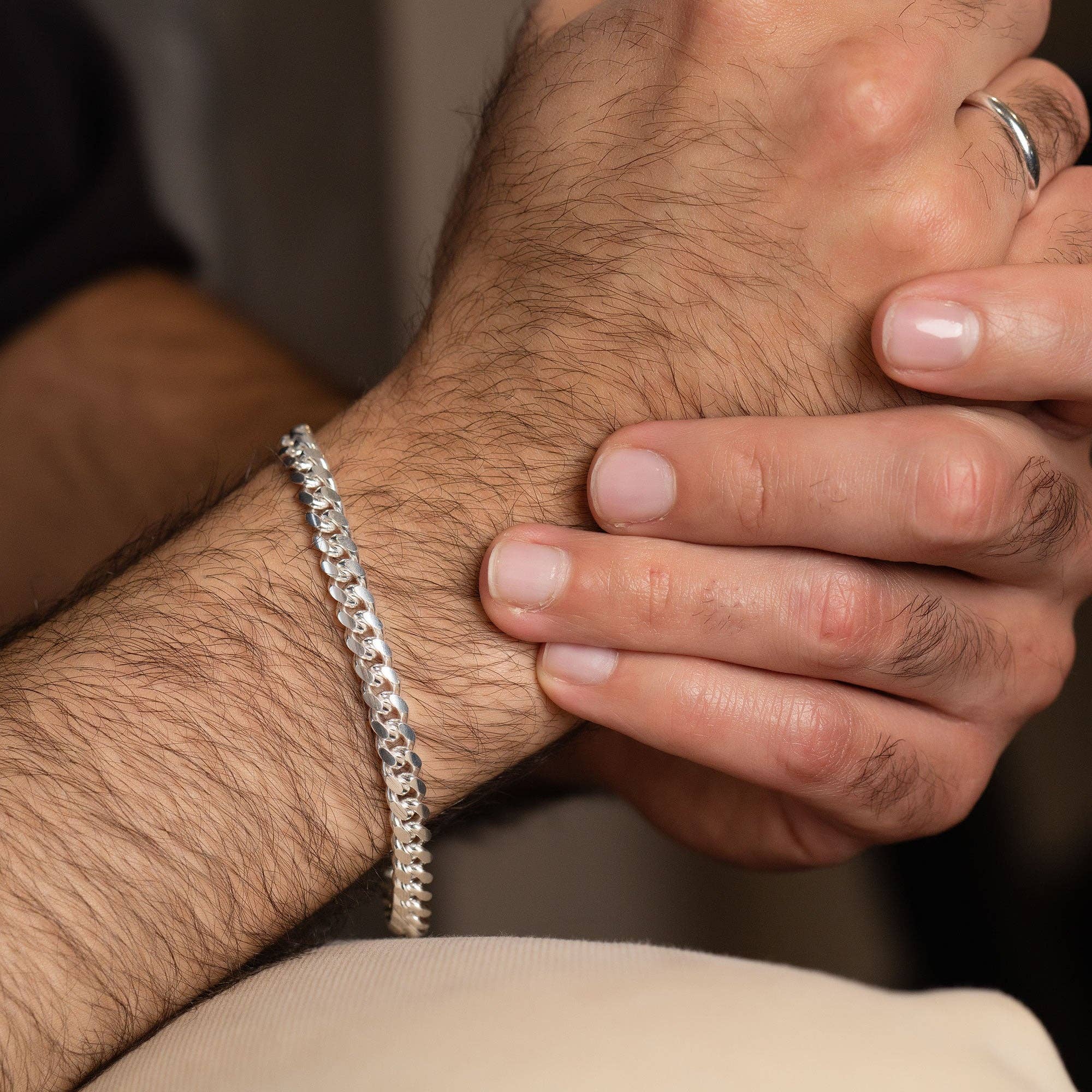 Pori Jewelry - Wholesale Link & Chain Bracelet - Mens Italy 925 Solid Sterling Silver Miami Cuban 8" Bracelet Available In 5,6,7MM4