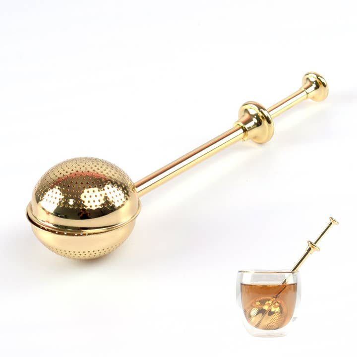 Spring loaded tea infuser -stainless steel- for wholesale by Hiver et Thes