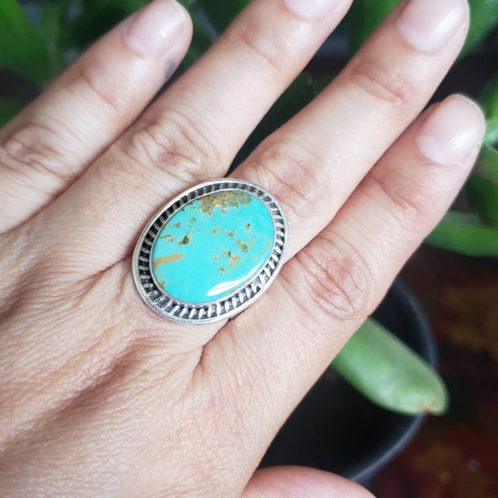 GTG Gems Corp - Wholesale Cocktail/Statement Ring - Natural Turquoise 925 sterling silver ring (R-34)3