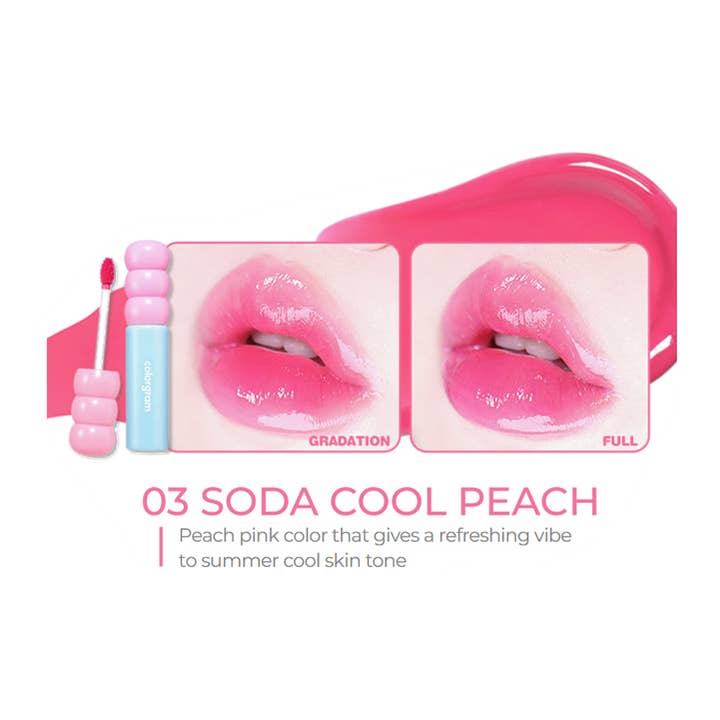 PINEAPPLE Beauty - Wholesale Lip Stain/Dye/Tint - Colorgram COL080 Soda Cool Peach Fruit Glass Tint - 4 pcs