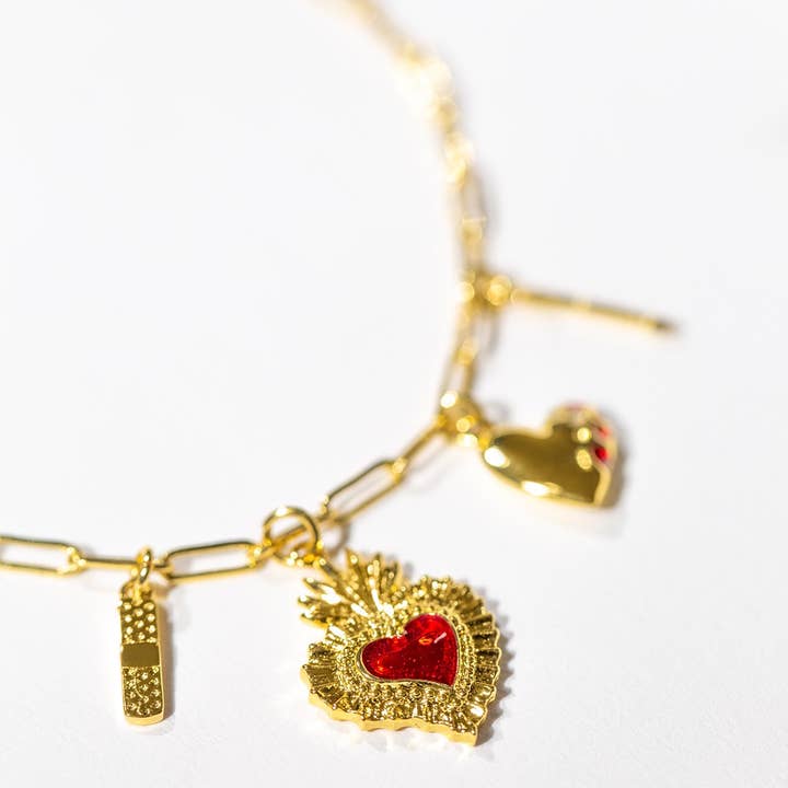 Fortune & Frame – Großhandel Armband mit Charms/Anhängern – Herz Phasen Bettelarmband - Gold